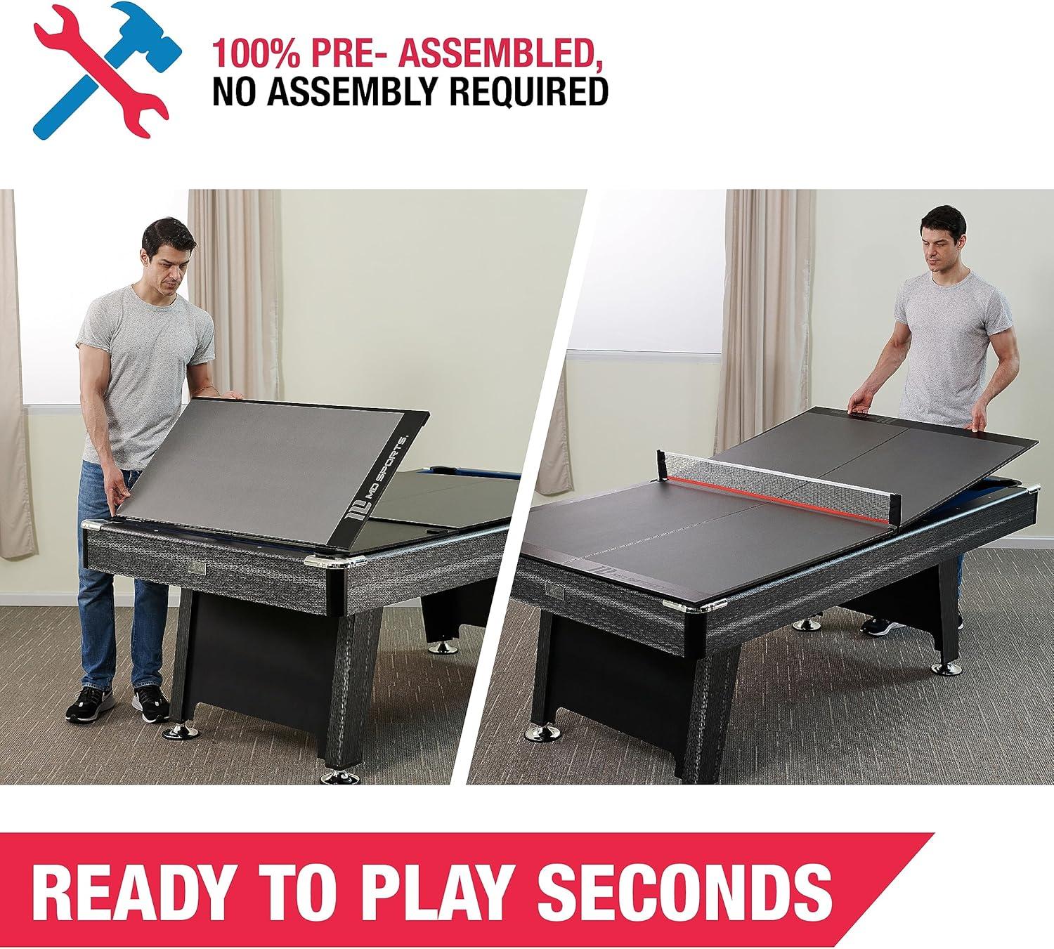 Indoor Foldable Table Tennis Conversion Top, Gray, 84" x 44" by MD Sports