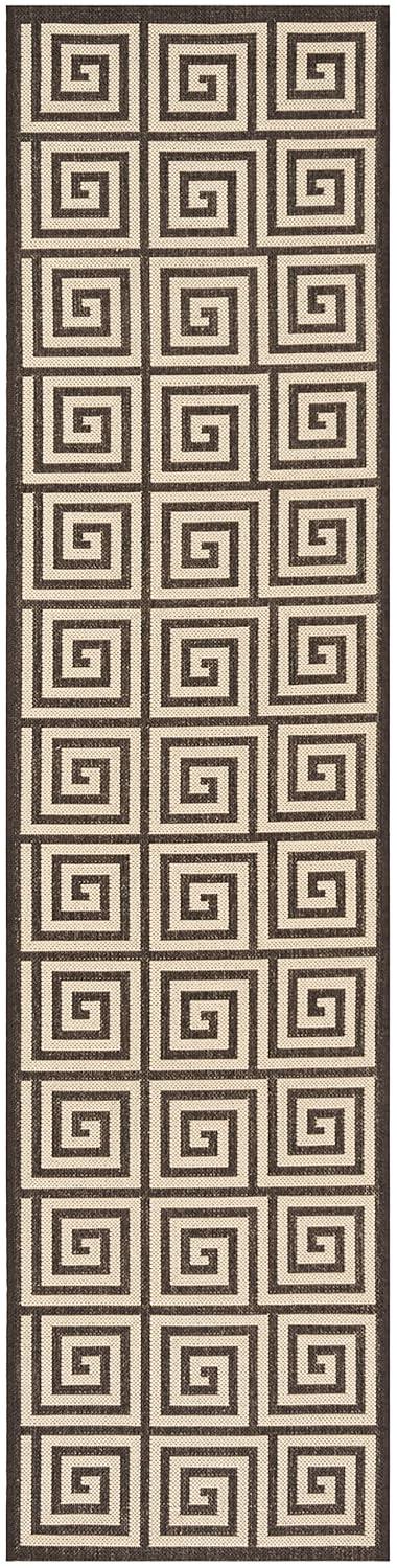 Linden LND129 Power Loomed Runner Rug - Creme/Brown - 2'2"x8' - Safavieh