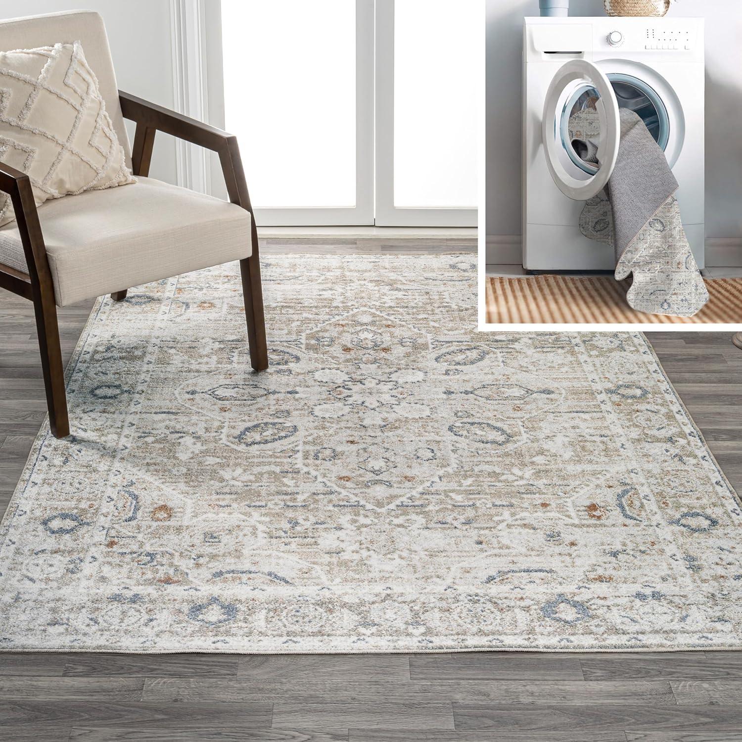 JONATHAN Y Shaii Global Medallion Low-Pile Machine-Washable Indoor Area Rug