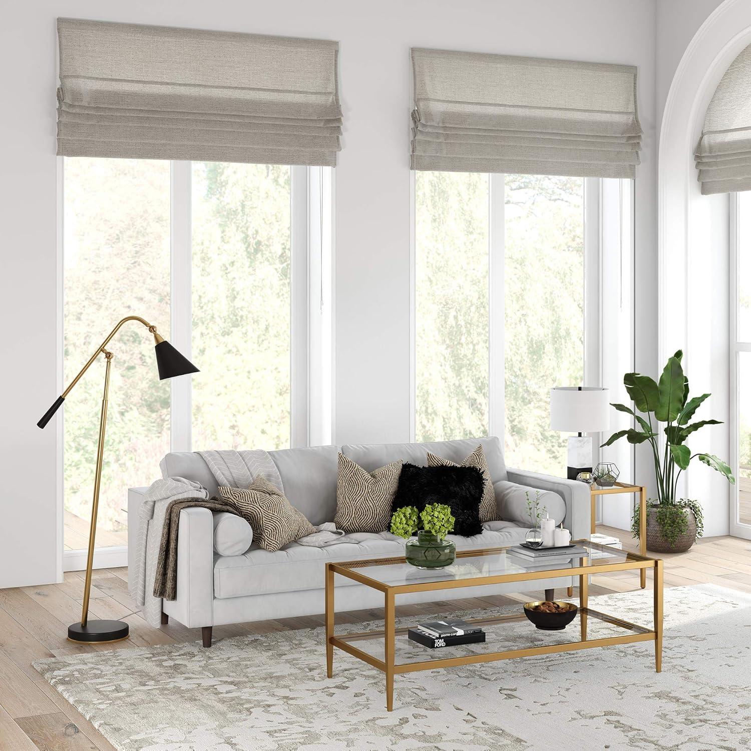 Modern Rectangle Coffee Table in Brass and Gold with Mirrored Shelf - Henn&Hart