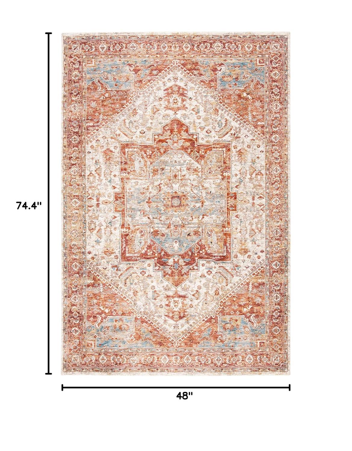 Valencia VAL568 Power Loomed Area Rug - Ivory/Rust - 4'x6'2" - Safavieh.