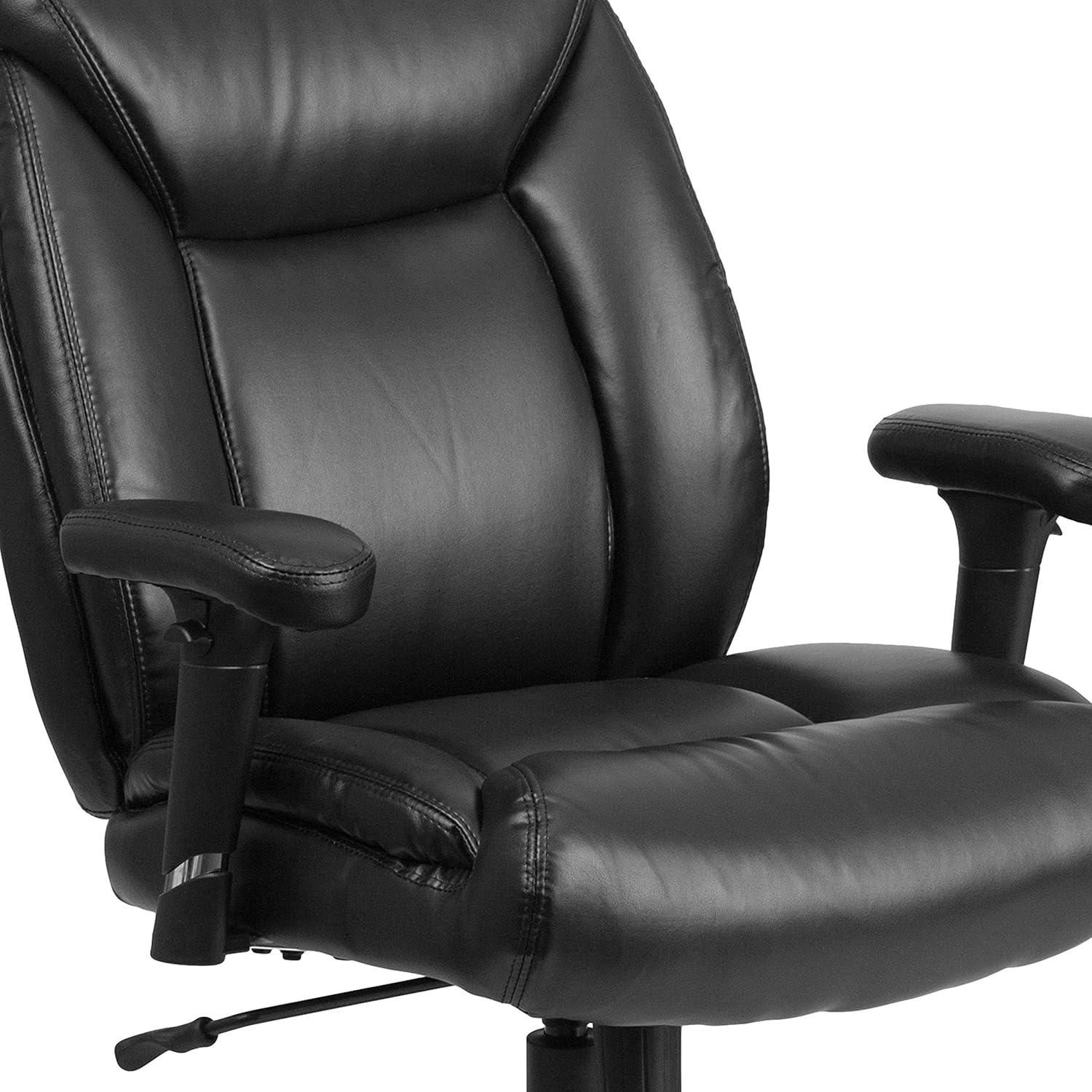 Flash Furniture HERCULES Series Big & Tall 400 lb. Rated Black LeatherSoft Deep Tufted Ergonomic Task Office Chair with Adjustable Arms