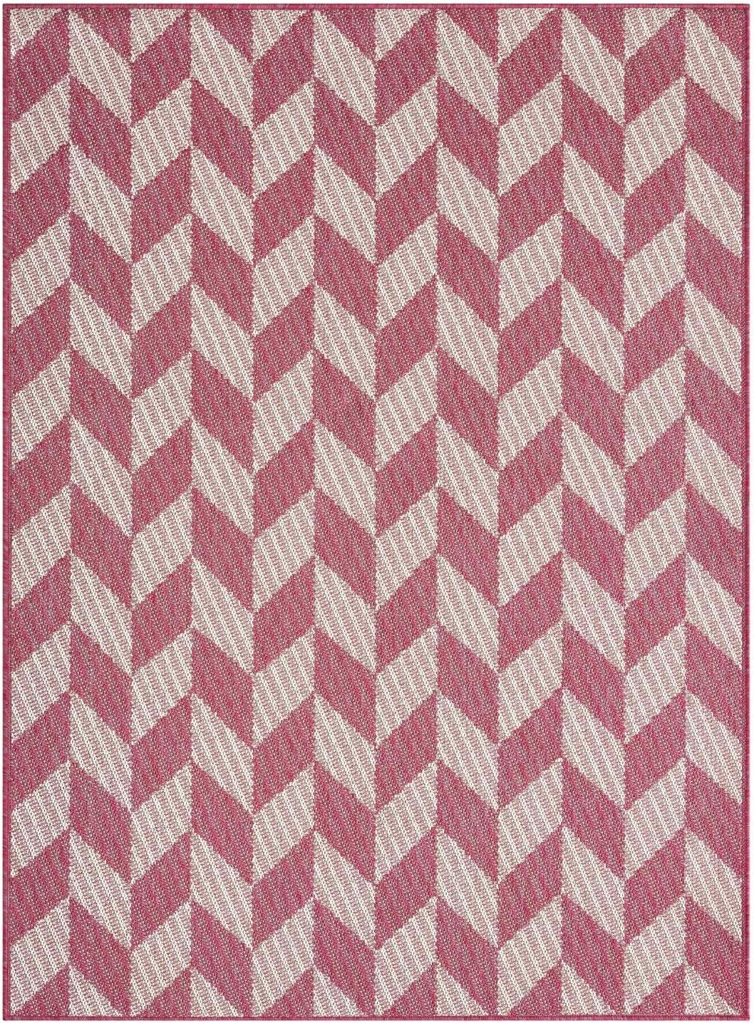 Modern Chic Red Geometric 8' x 10' Indoor/Outdoor Synthetic Rug