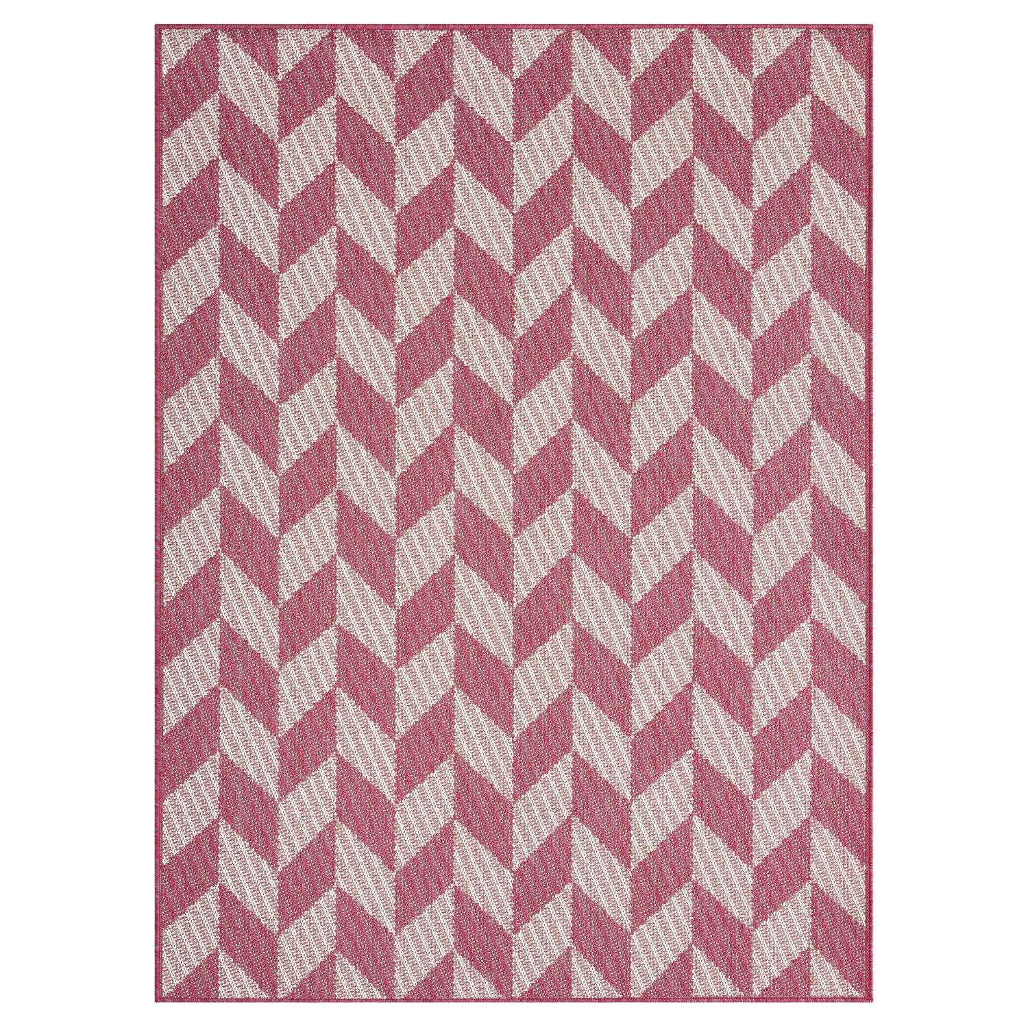 NICOLE MILLER NEW YORK Country Calla Herringbone Indoor/Outdoor Area Rug, Pink/Ivory