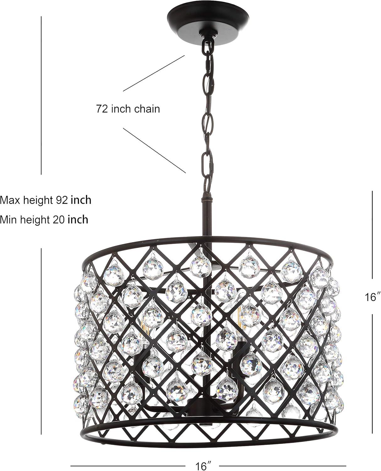 Gabrielle 16" Crystal/Metal LED Pendant, Oil-Rubbed Bronze