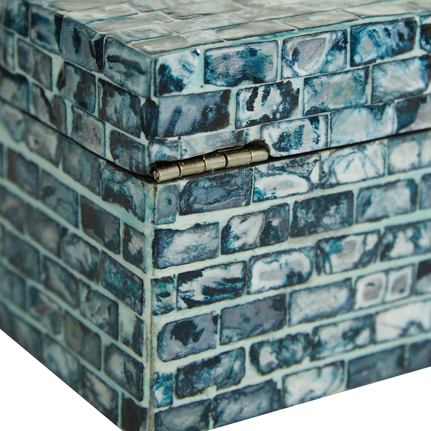 Set of 2 Shell Mosaic Patterned Wood Box White - Olivia & May