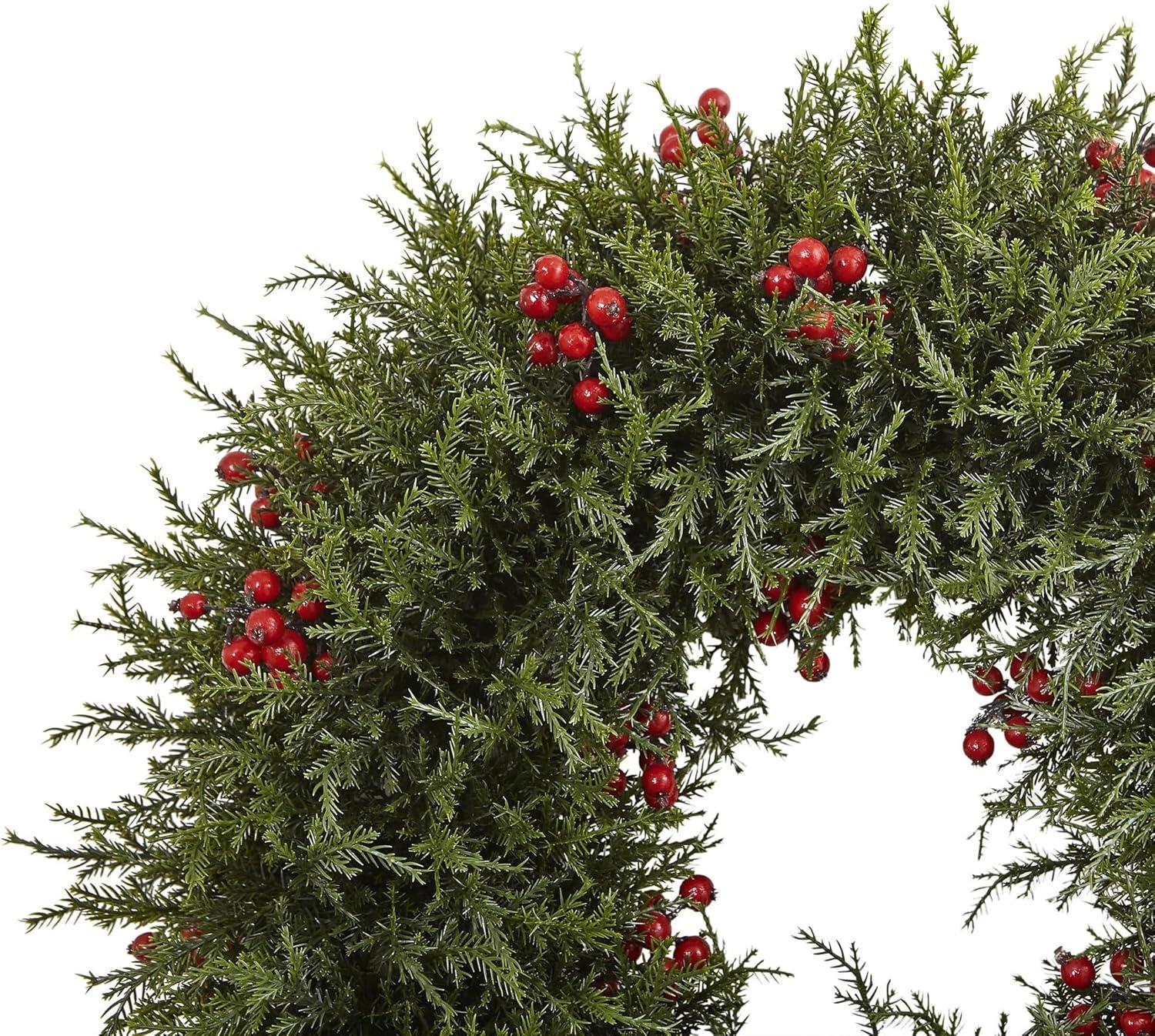 Nearly Natural 20” Cedar Berry Wreath