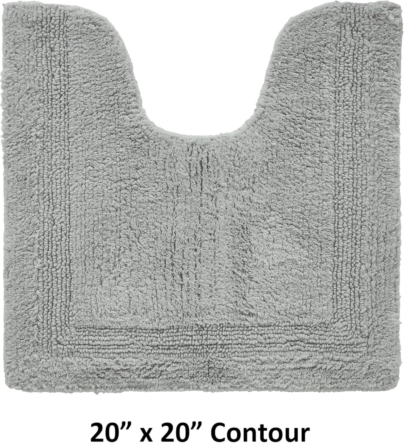 Better Trends Lux 100% Cotton Tufted Solid Reversible Bath Rug 20" x 20" Contour - Silver