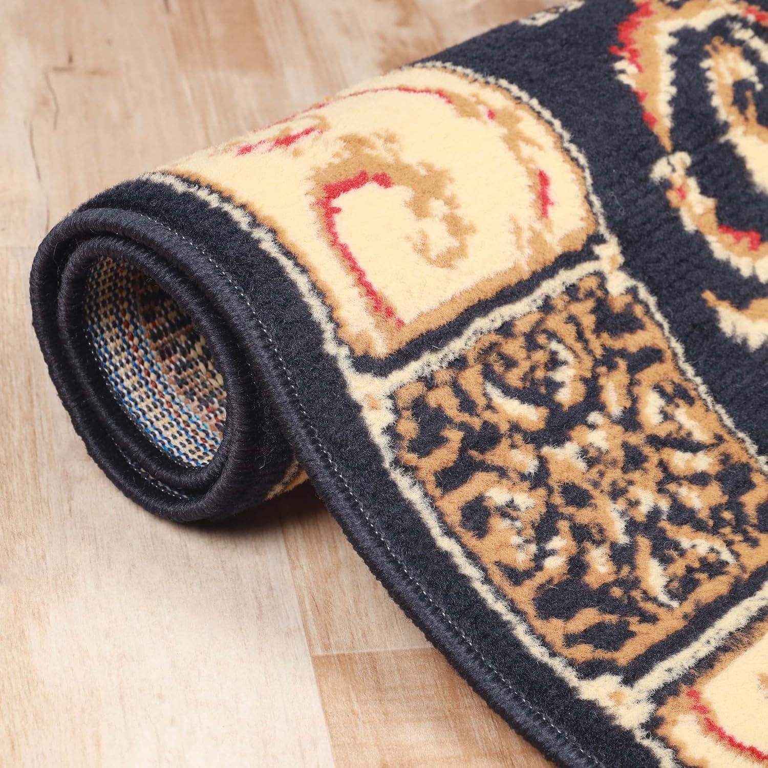 Superior Classic Elegant Floral Medallion Power-Loomed Indoor Area Rug, Midnight Blue, 4' x 6'