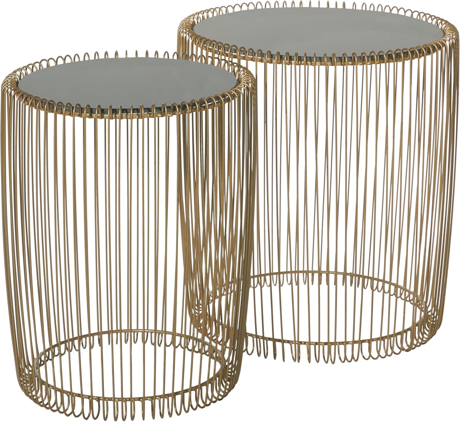 Set of 2 Metal and Glass Round Accent Tables Gold - Olivia & May: No Assembly, Indoor Use, Contemporary Style