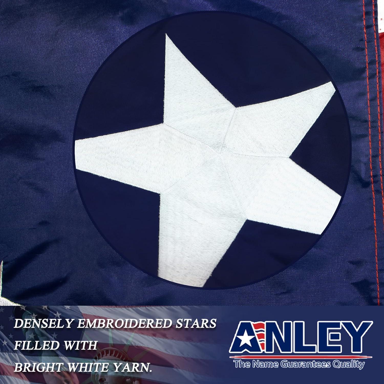 Anley EverStrong Series Embroidered Texas State Flag 3x5 Ft - Nylon Lone Star Flags with Brass Grommets