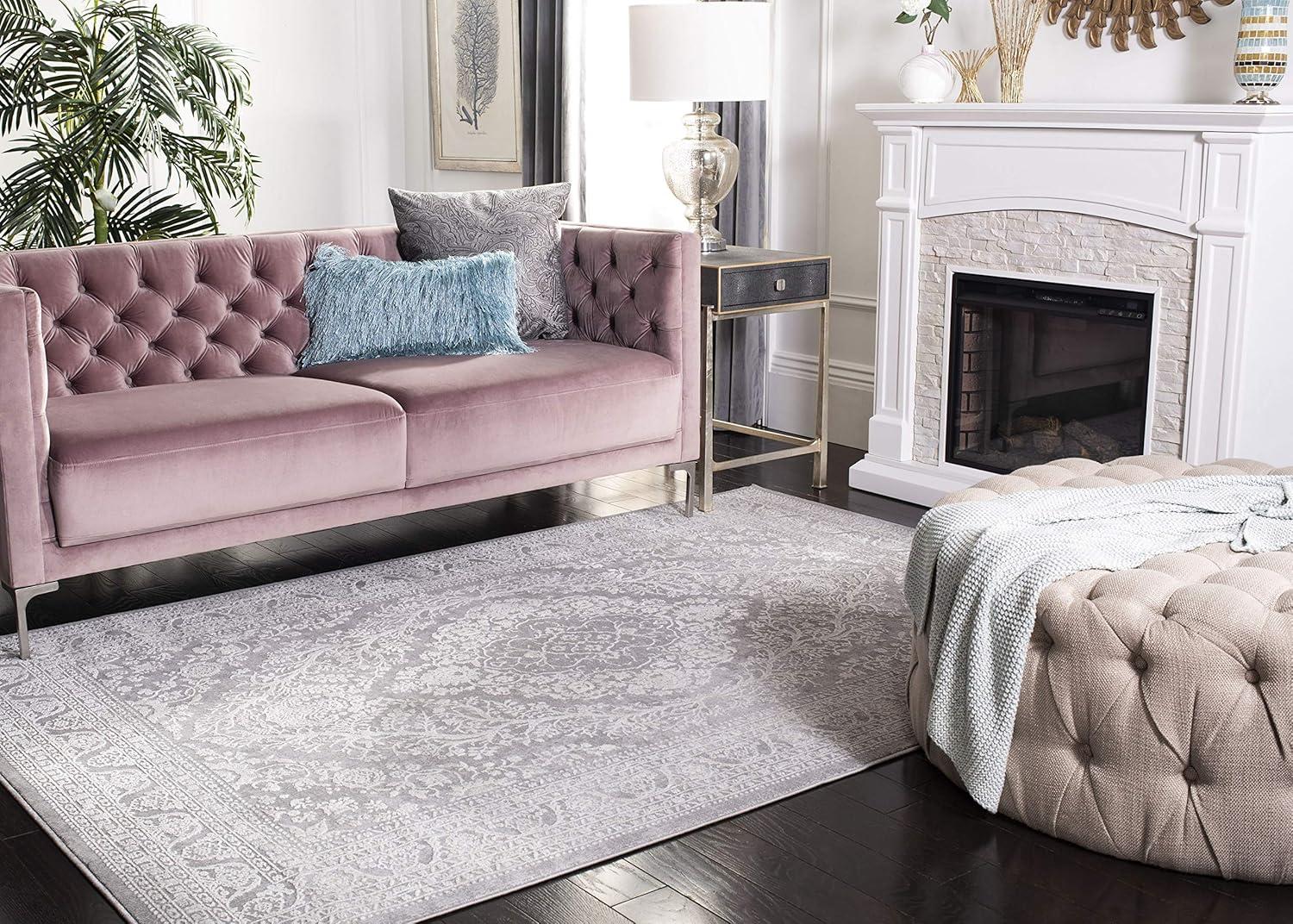 Reflection RFT668 Power Loomed Indoor Area Rug - Light Grey/Cream - 6'7"x6'7" - Safavieh.