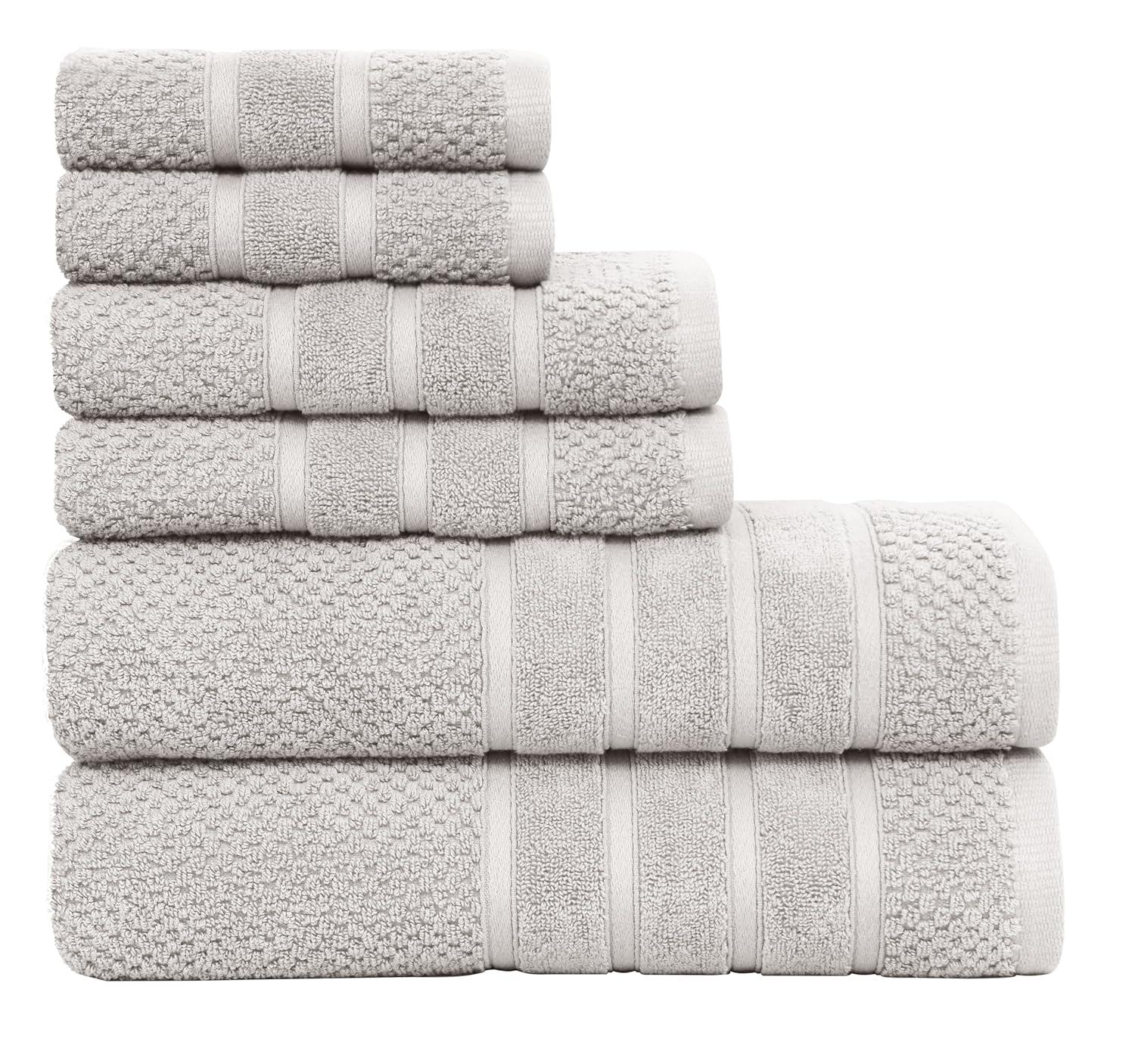 Luxury 100% Cotton 6-Piece Towel Set, 650 GSM Hotel Collection, Super Soft and Highly Absorbent (Multicolor, 6 Pack Set)