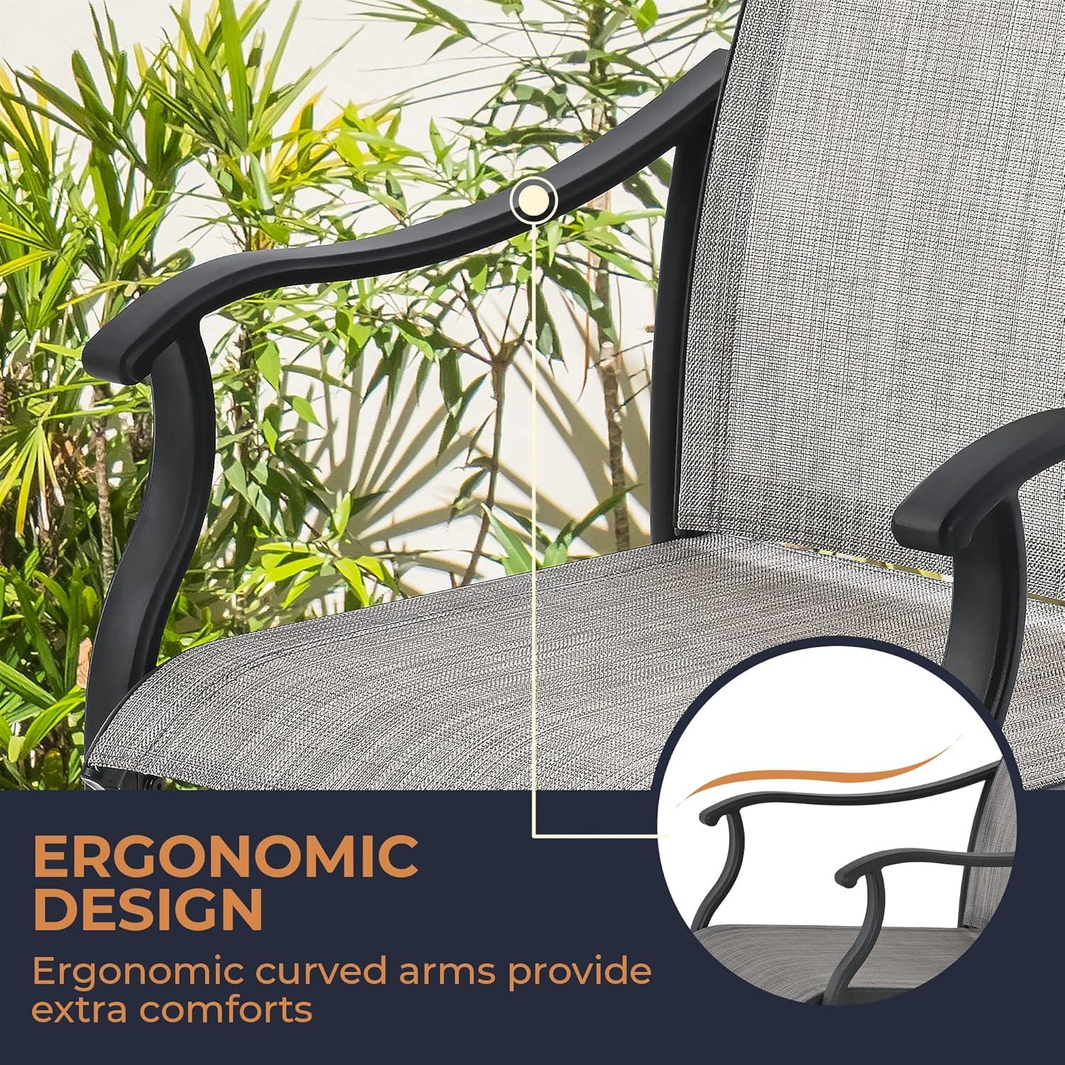 5 -Piece Gray Patio Dining Set Iron Square Table with 4 Gray Stationary Chairs