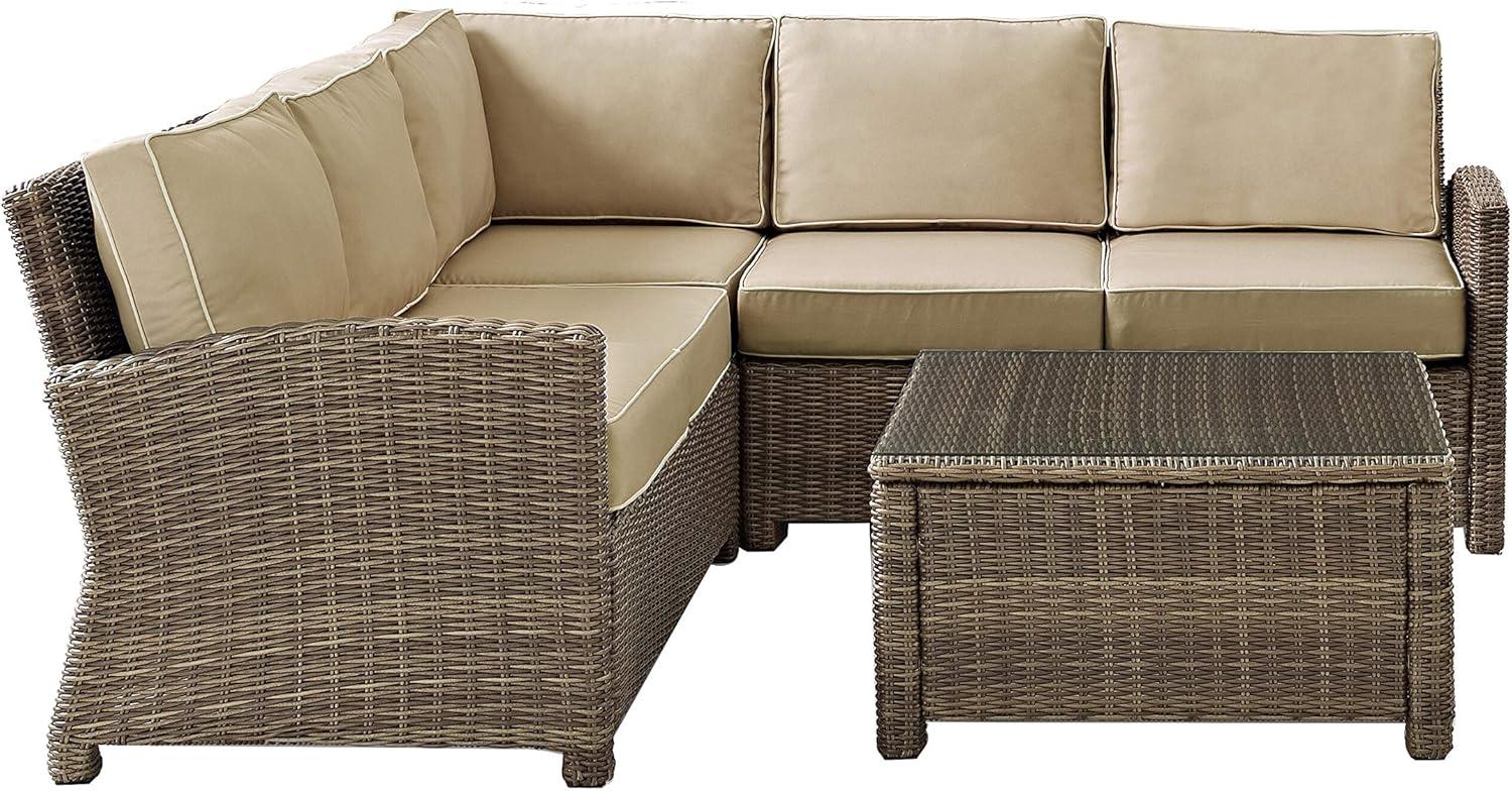 Weathered Brown 4-Piece Steel Outdoor Sectional Sofa Set