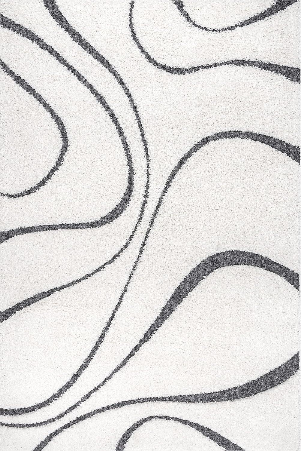 Nuloom Carolyn Abstract 3x5 Accent Shag Indoor Area Rug for Living Room Bedroom Dining Room Nursery Entryway, Beige/Grey