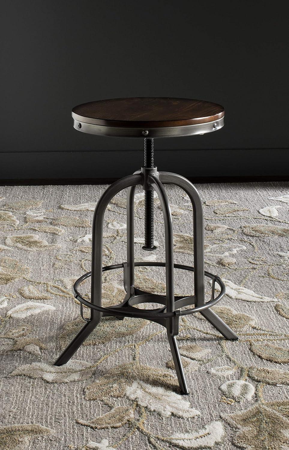 Wildomar Swivel Stool - FOX6226 - Burnt Oak/Iron - Safavieh Couture