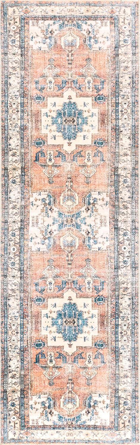 nuLOOM Eleanor Machine Washable Distressed Medallion Area Rug, 2' 6" x 10', Multi