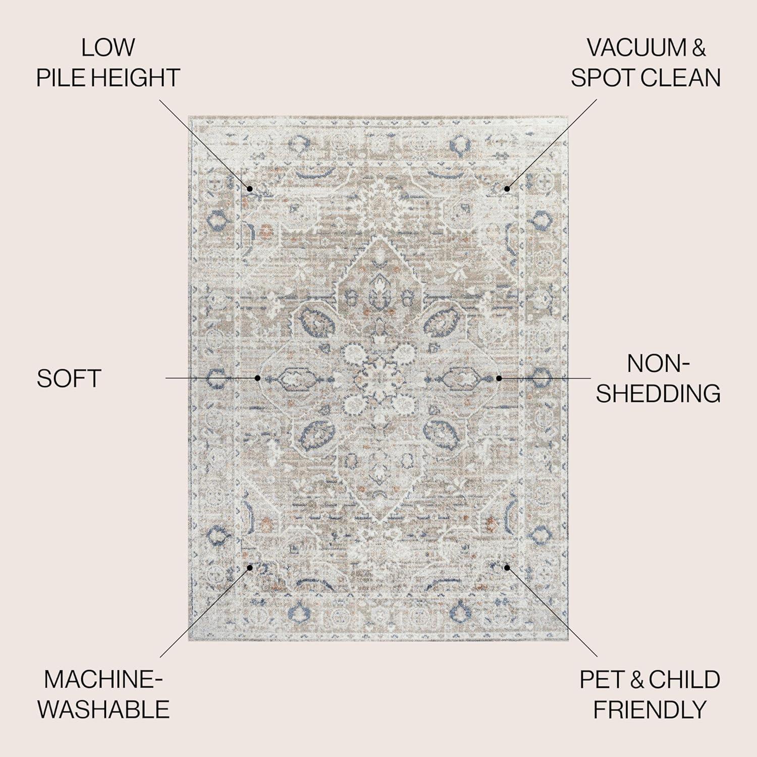 JONATHAN Y Shaii Global Medallion Low-Pile Machine-Washable Indoor Area Rug