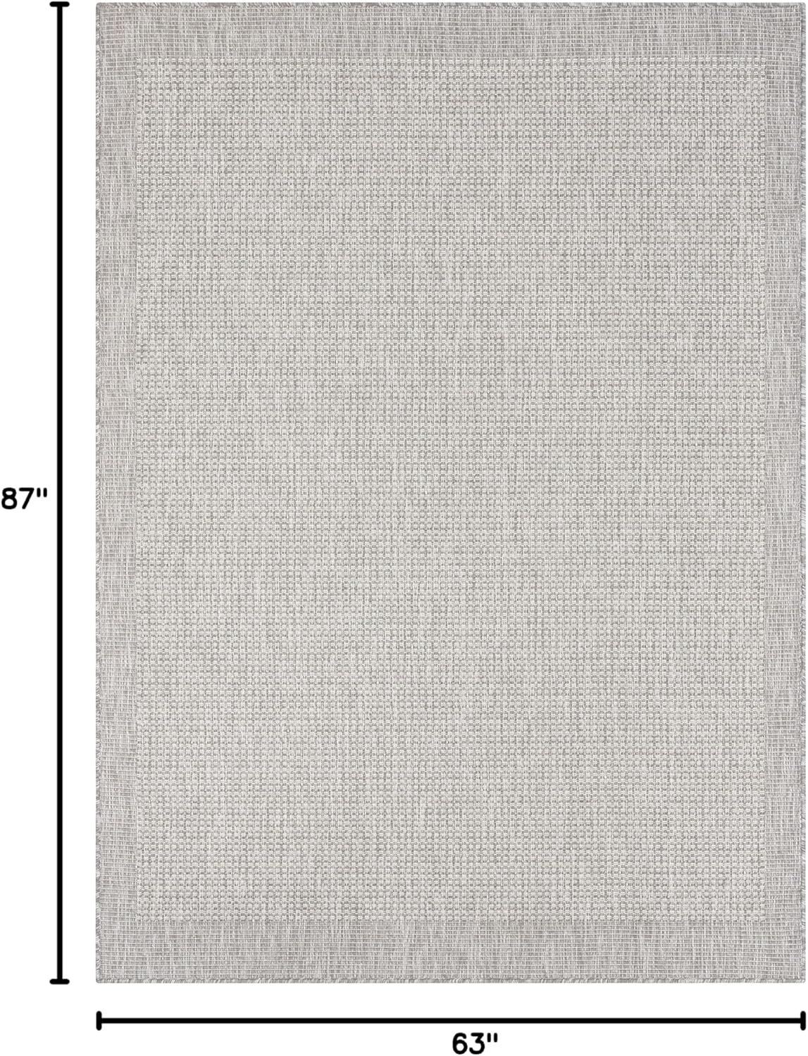 Marshanna Odin Solid Striped Border Indoor Outdoor Green Flatweave Rug