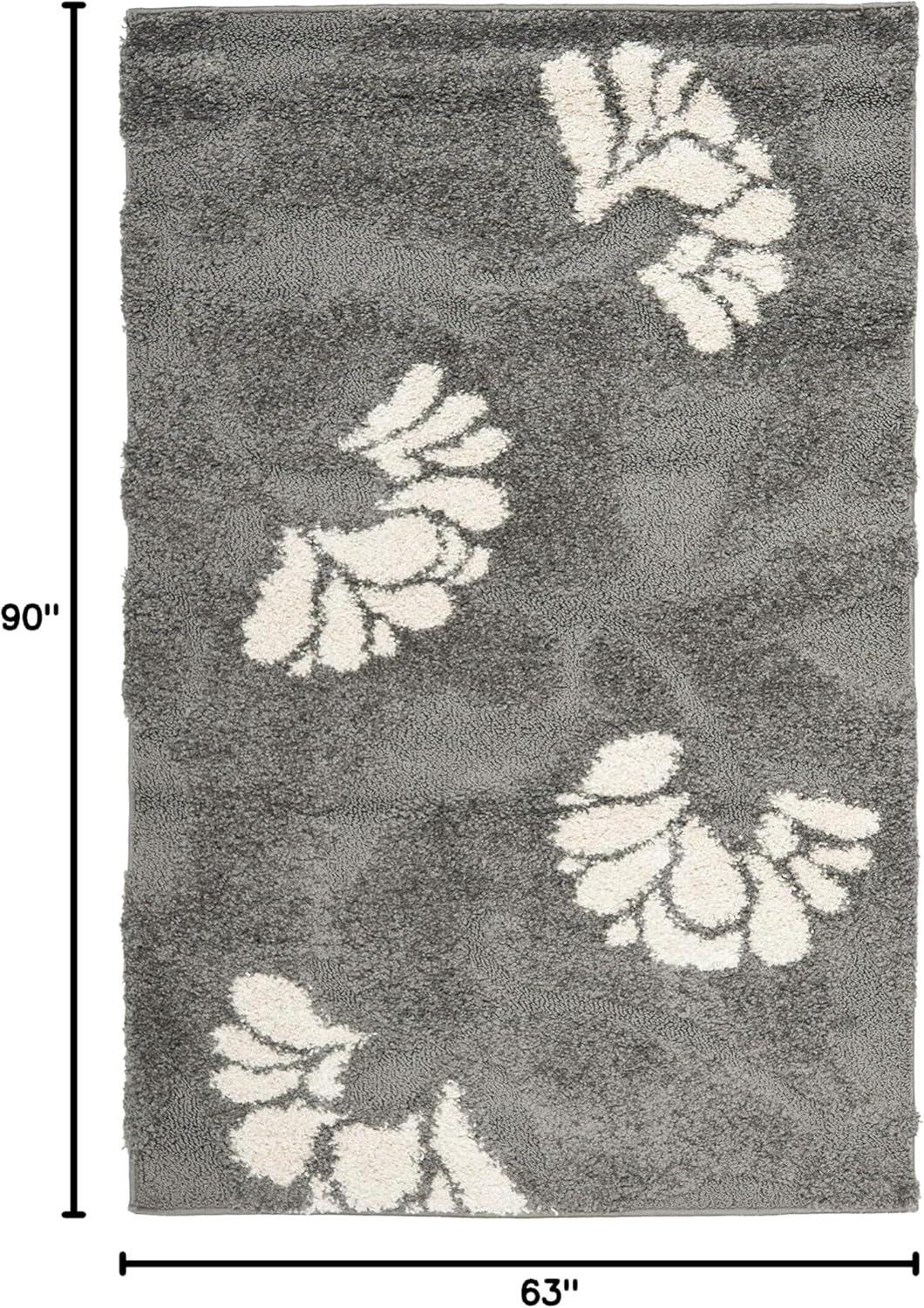 Florida Shag SG459 Power Loomed Indoor Area Rug - Smoke/Beige - 5'3"x7'6" - Safavieh