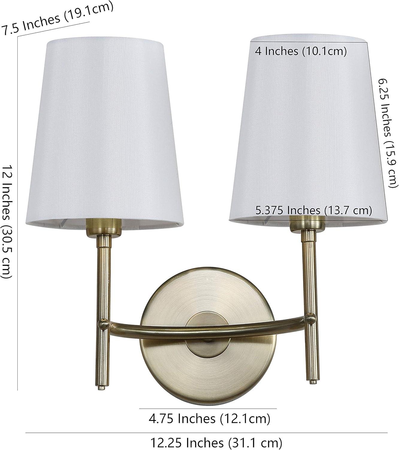 Barrett Two Light Wall Sconce - Brass/White Shade - Safavieh