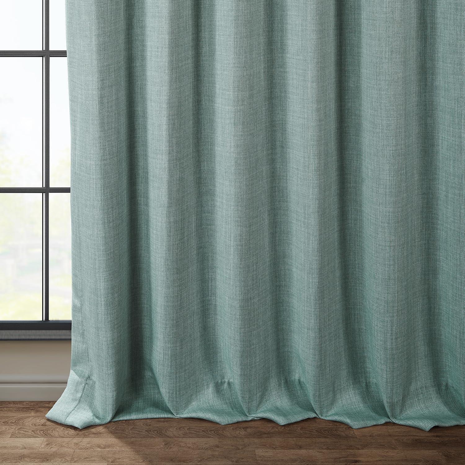 Sea Thistle Faux Linen Room Darkening Curtain Panel 50W x 96L