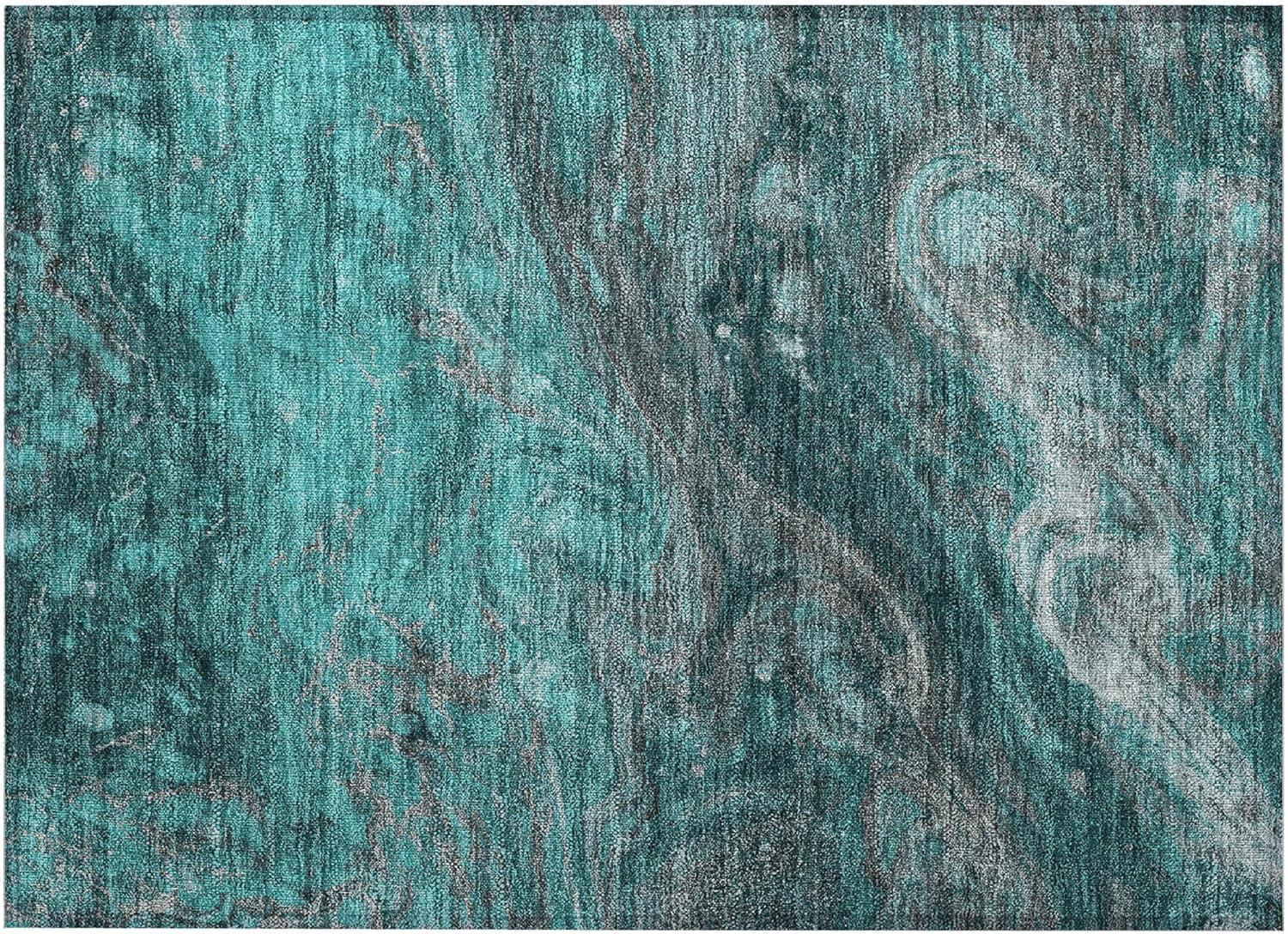 Addison Rugs Chantille ACN599 Teal 1'8" x 2'6" Indoor Outdoor Scatter Rug, Easy Clean, Machine Washable, Non Shedding, Entryway, Bedroom, Living Room, Dining Room, Kitchen, Patio Rug