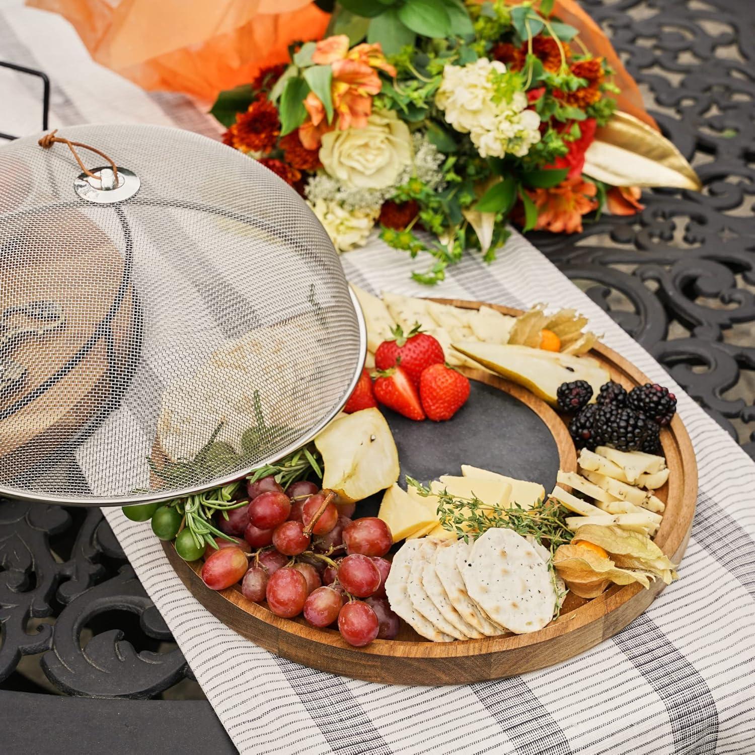 Modern Manor Slate & Acacia Cheese Board with Dome