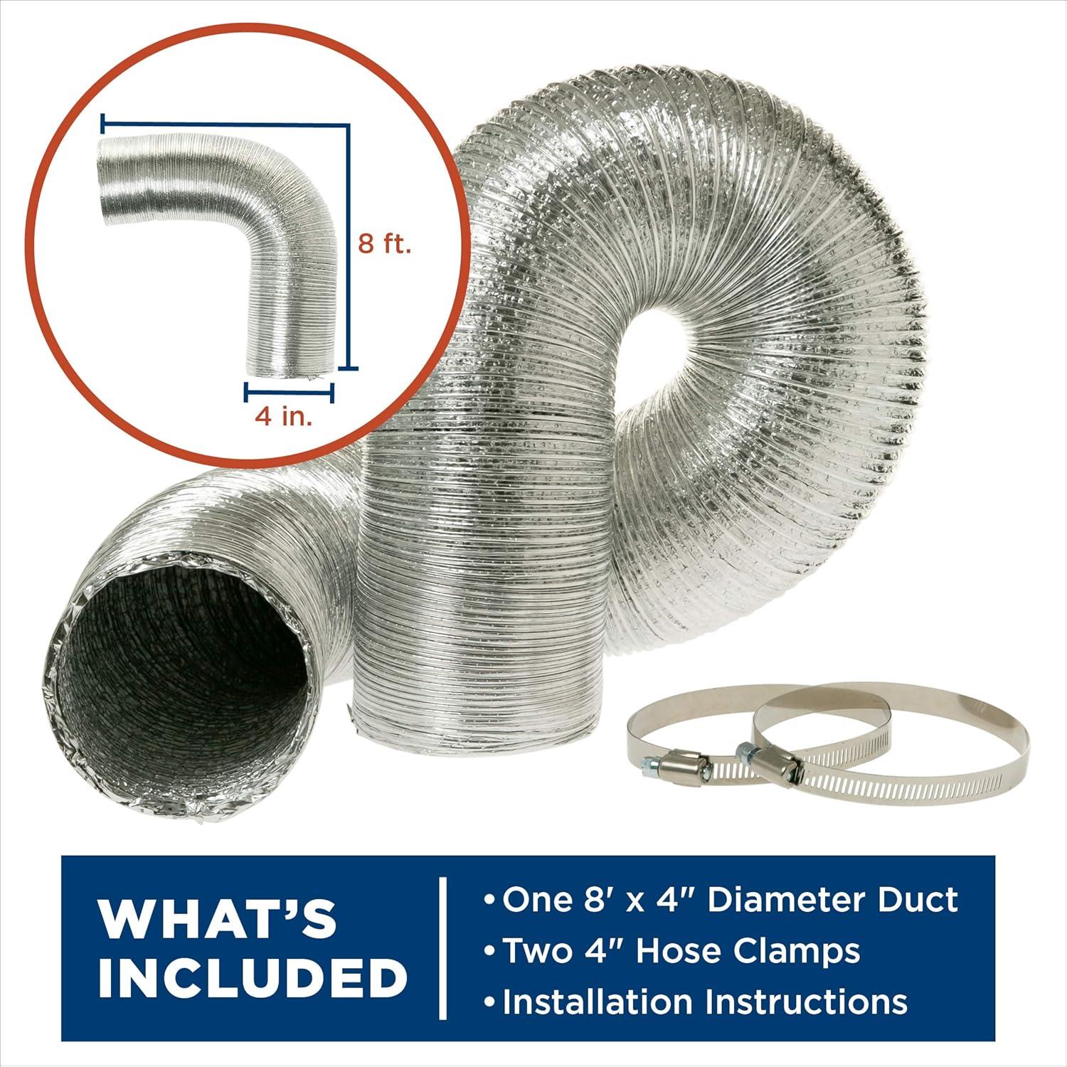 GE Appliances Dryer Duct, 8 Foot Length Metal Dryer Transition Duct, PM08X10085, UL Listed
