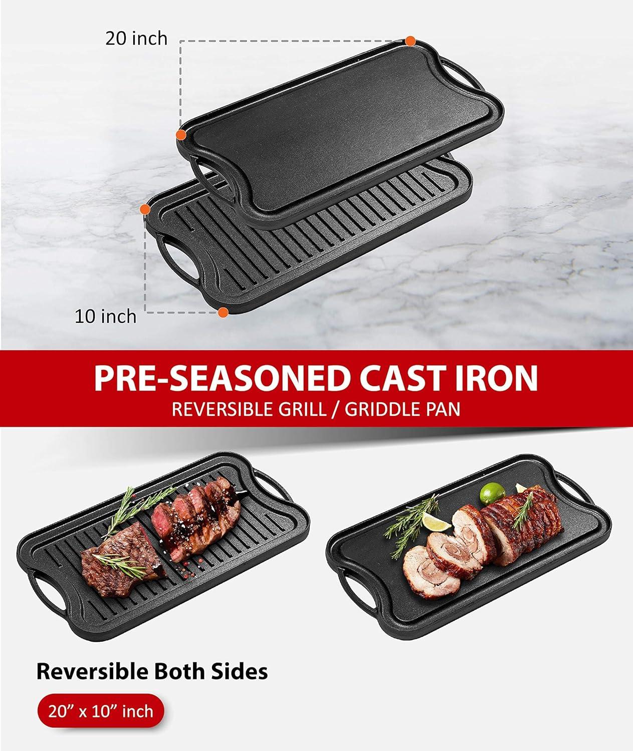 Bruntmor Pre-Seasoned 10.4'' Cast Reversible Griddle