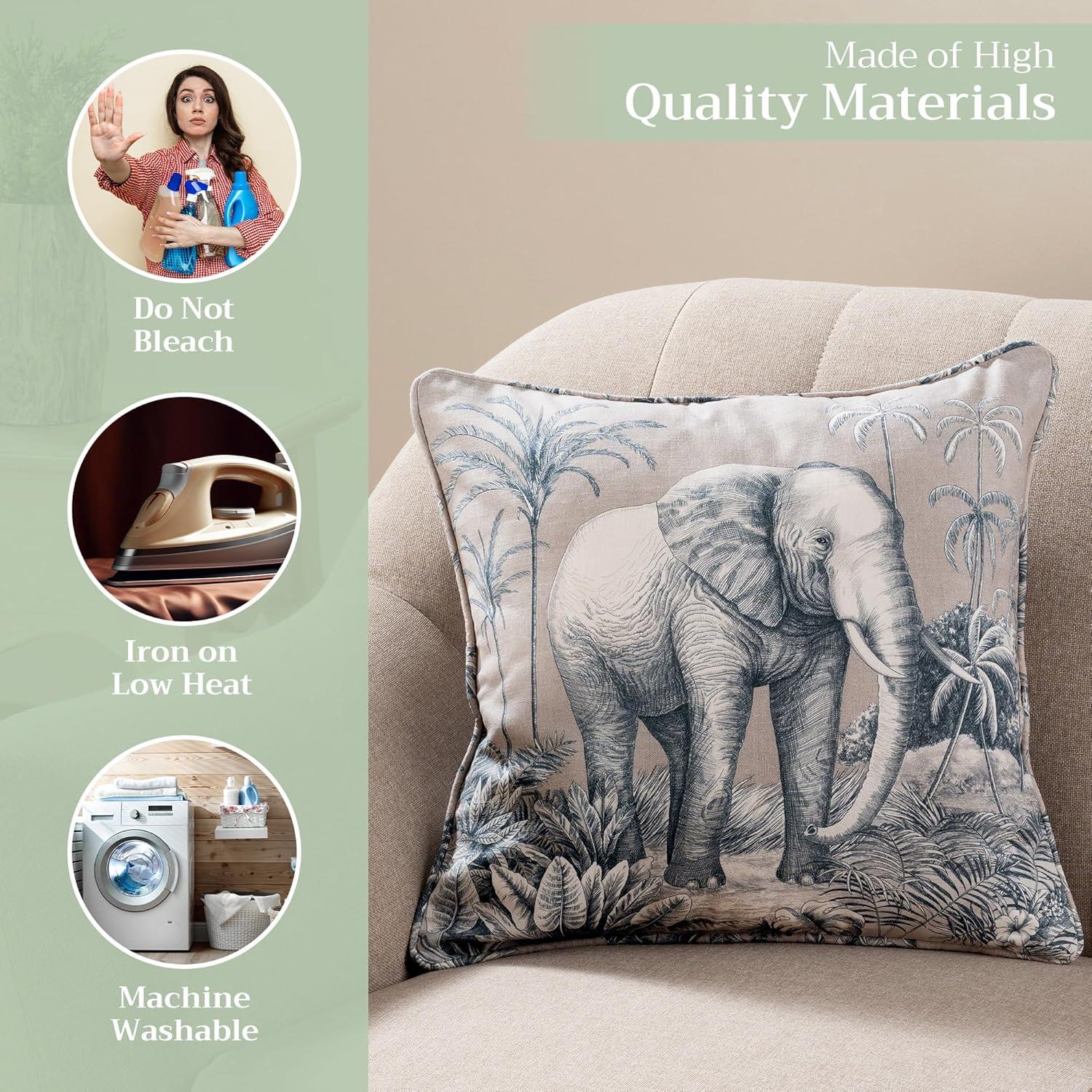 Maison d' Hermine Decorative Pillow Covers 20x20 Inch Square 100% Cotton Throw Pillow Covers with Invisible Zipper Cushion Case for Living Room Couch, Chair, Sofas, Bedroom, Home (Savana Jouy - Blue)