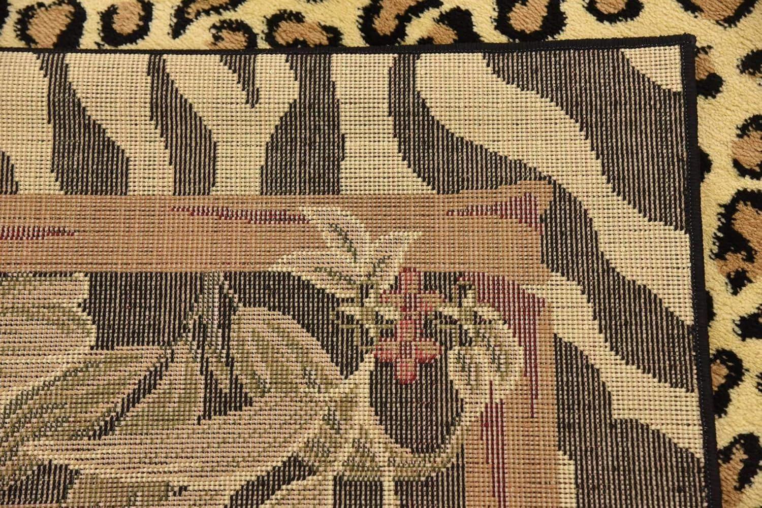 Unique Loom Wildlife Collection Area Rug - Jungle (6' 1" x 9' Rectangle Cream/Black)