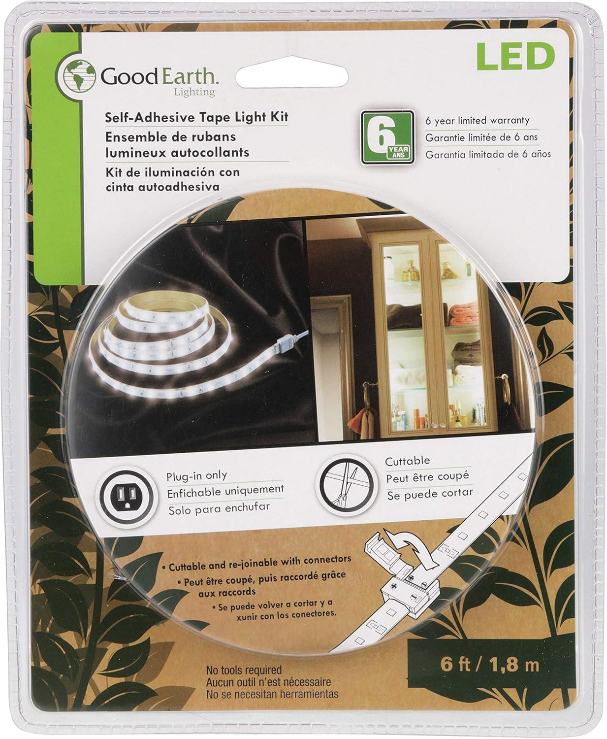 Good Earth Lighting AC1067WHG06LF0G 6 ft. LED Cuttable & Joinable Tape Light, Clear White