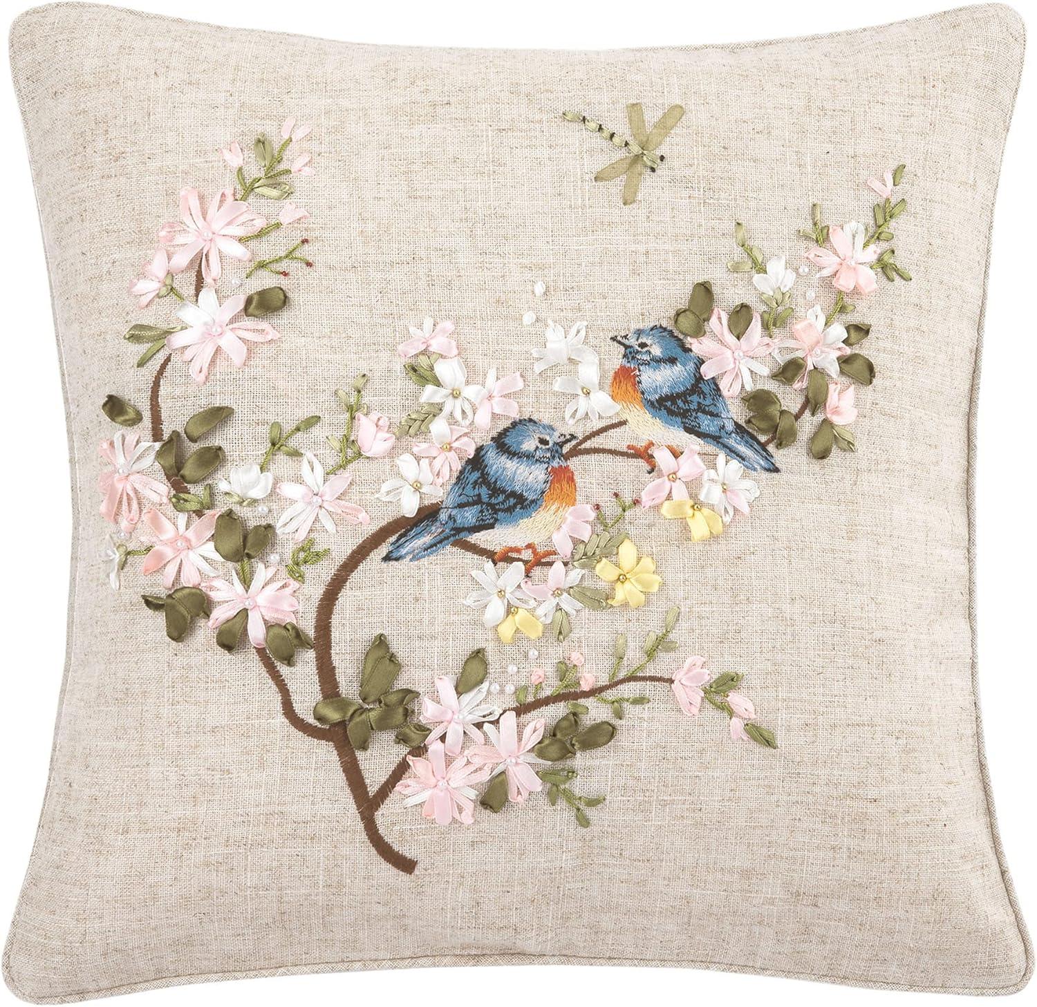 C&F Home Bluebird Hand Crafted Ribbon Easter Spring Art Pillow