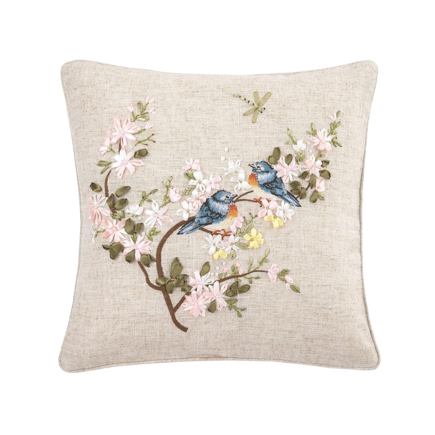 C&F Home Bluebird Hand Crafted Ribbon Easter Spring Art Pillow
