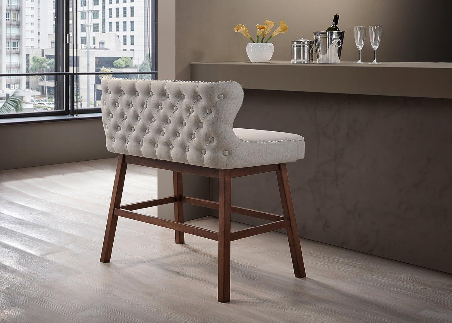 Gradisca Modern And Contemporary Fabric Button Tufted Upholstered Bar Bench Banquette - Baxton Studio