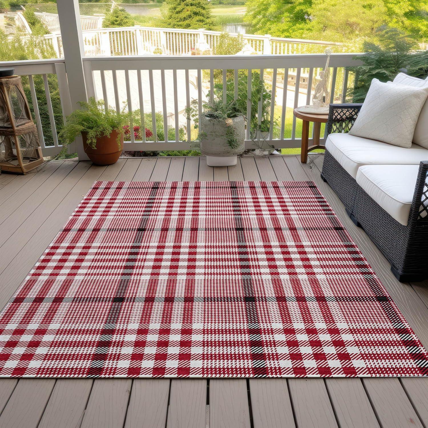 Machine Washable Indoor/Outdoor Chayden ACN1054 Red Rug