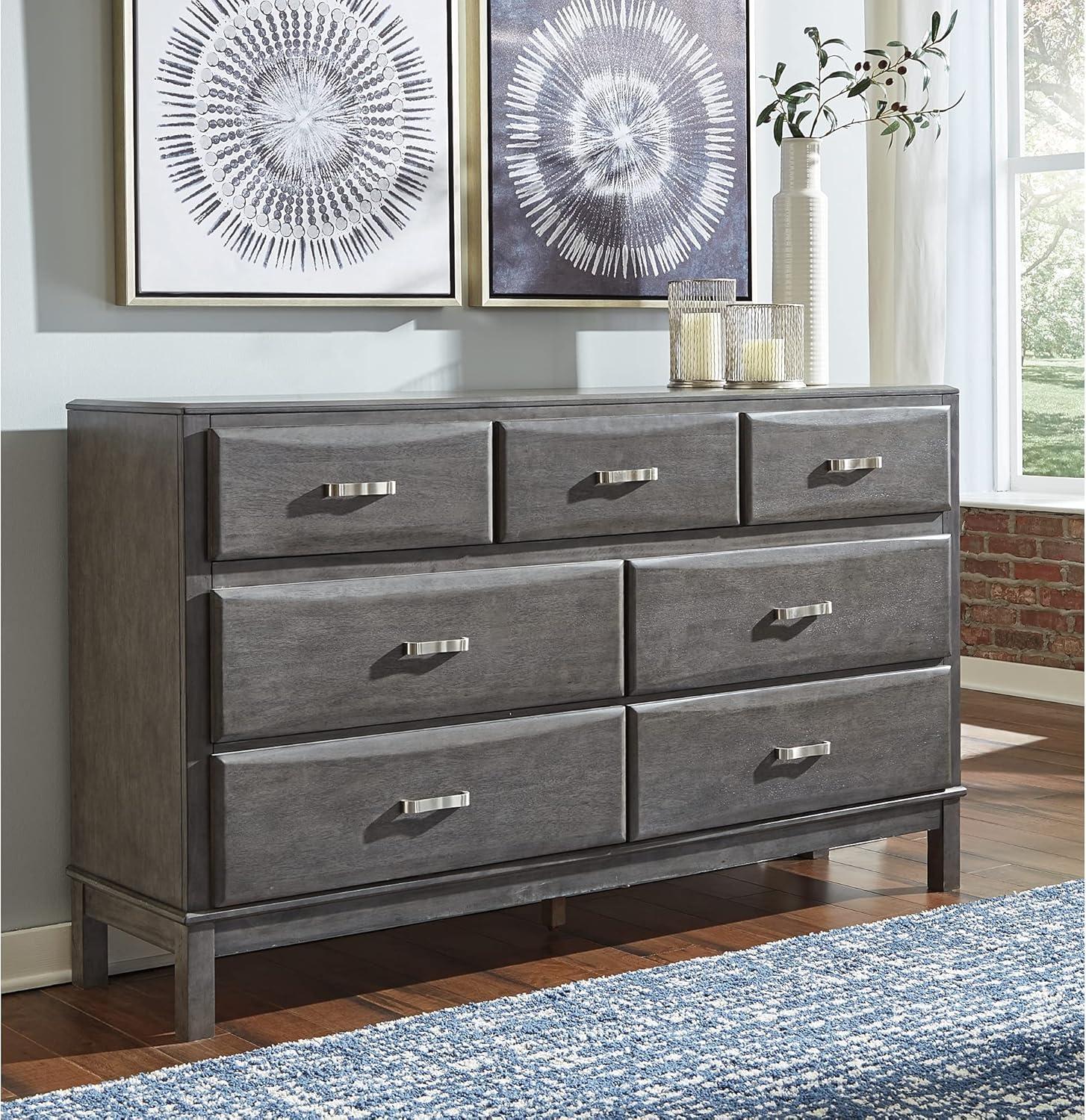 Geovonni 7 Drawer 64" W Double Dresser with Mirror