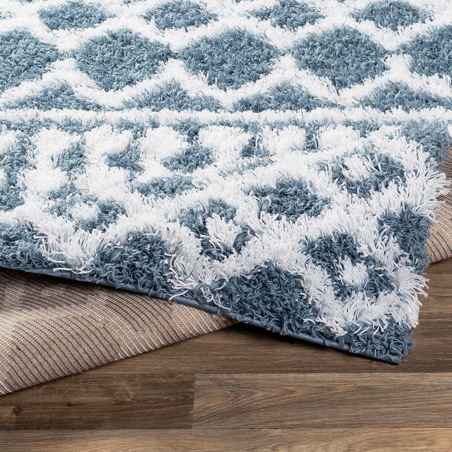 Livabliss Urban Shag Global Moroccan Area Rug,5'3" x 7'3",Denim