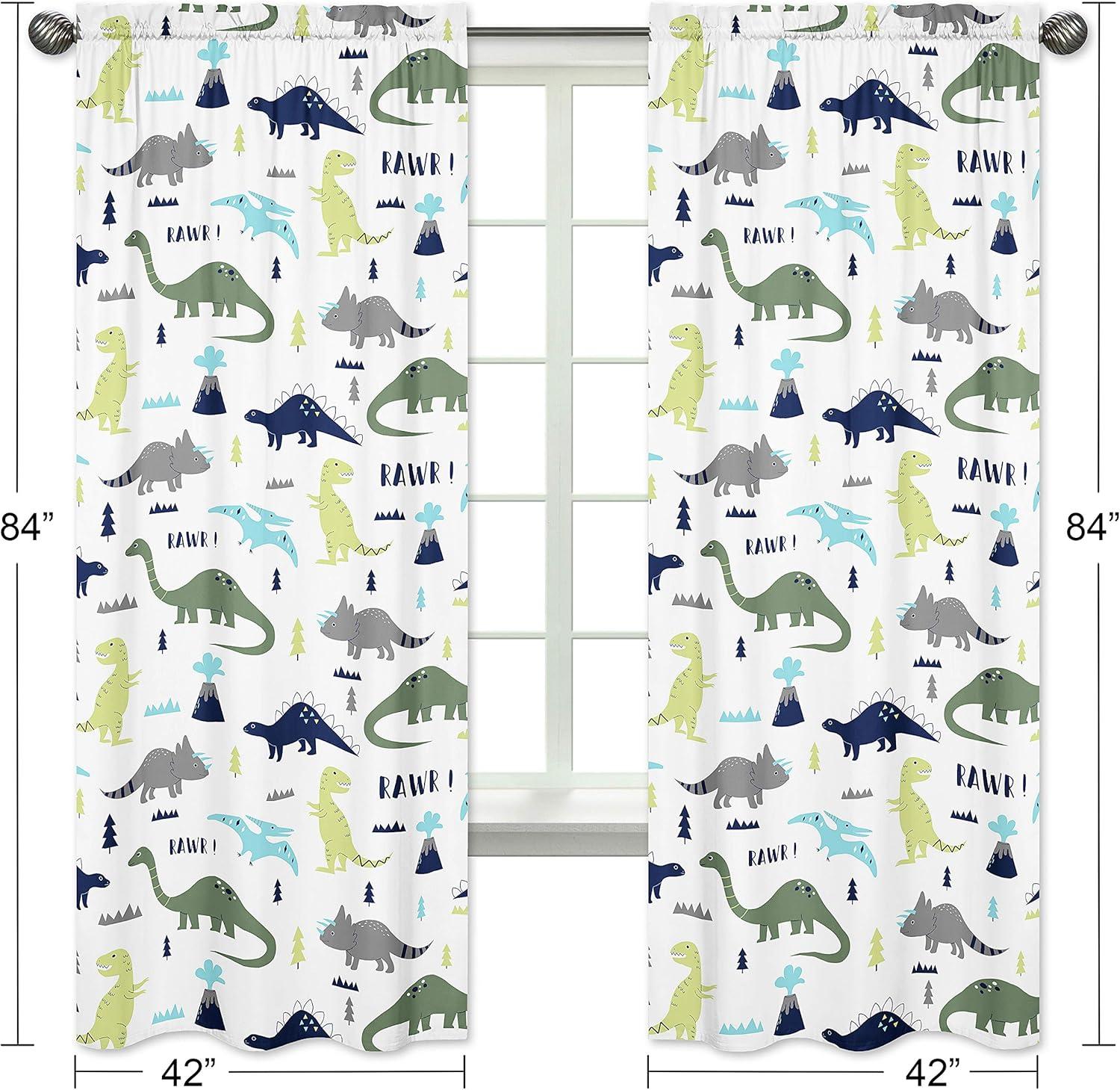 Mod Dinosaur Wildlife Semi-Opaque Rod Pocket Curtain Panels (Set of 2)