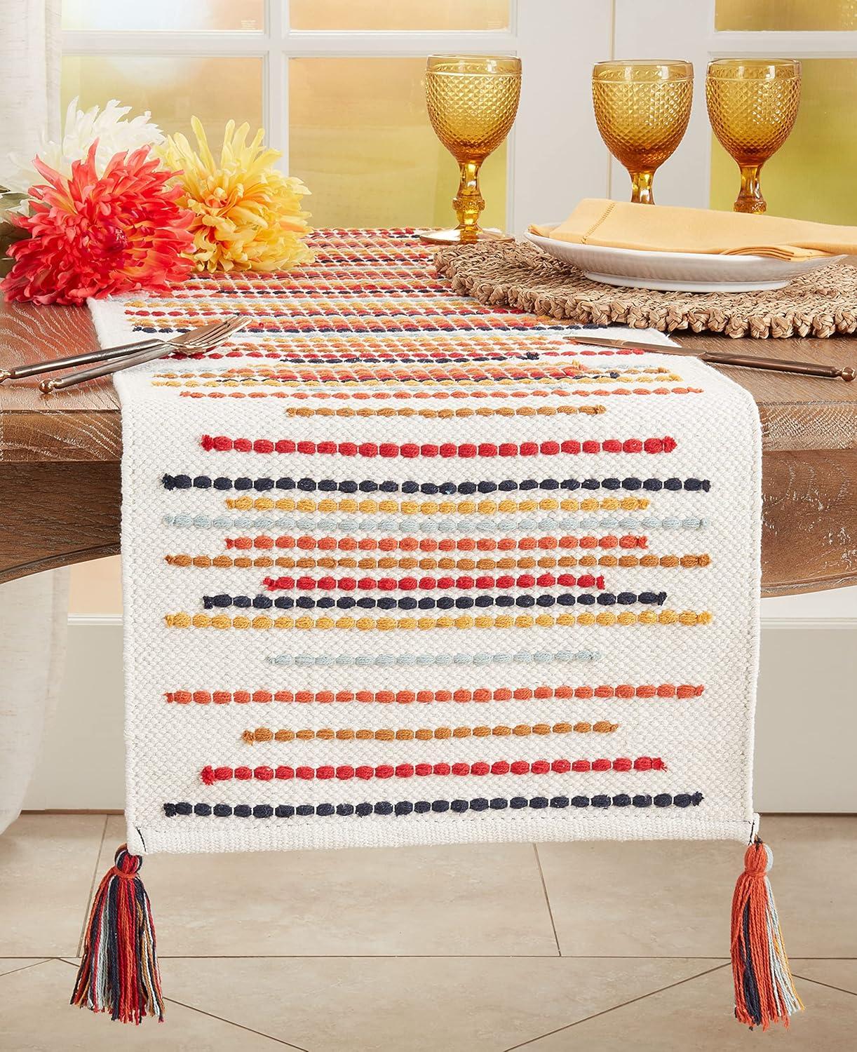 Saro Lifestyle Chunky Stripes Tables Runner, Multicolored, 16" x 72"