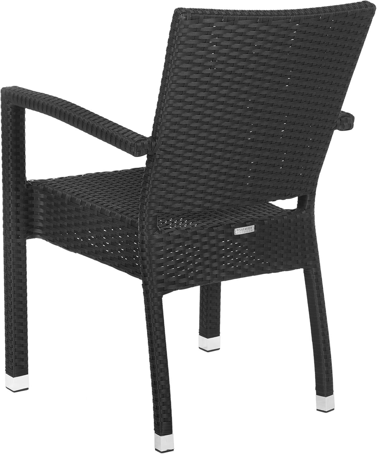 Kelda Stackable Arm Chair Indoor/Outdoor (Set Of 2) - PAT4004 - Black - Safavieh