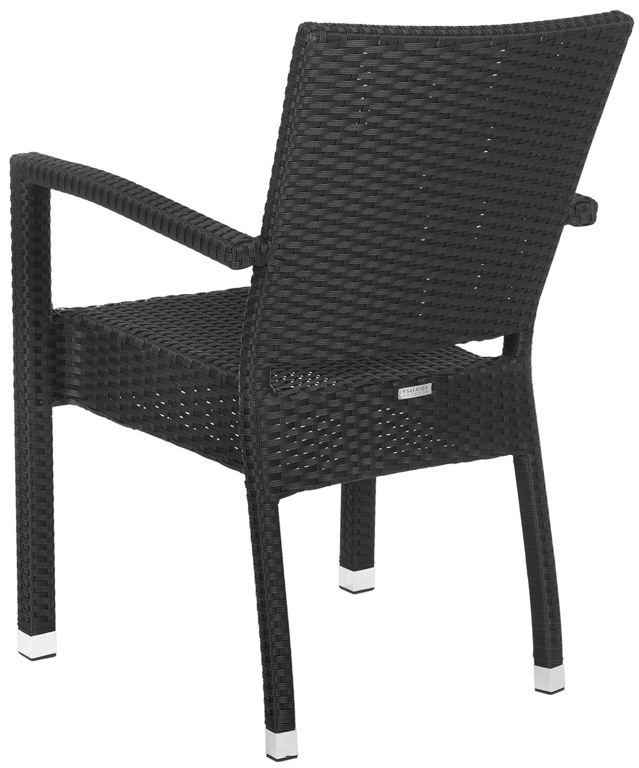 Kelda Stackable Arm Chair Indoor/Outdoor (Set Of 2) - PAT4004 - Black - Safavieh