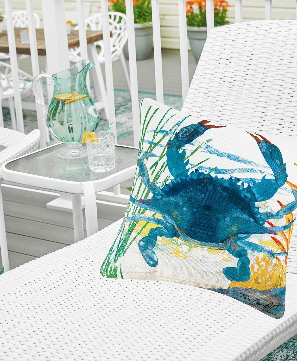 Blue Crab Coastal Indoor/Outdoor Decorative Throw Pillow