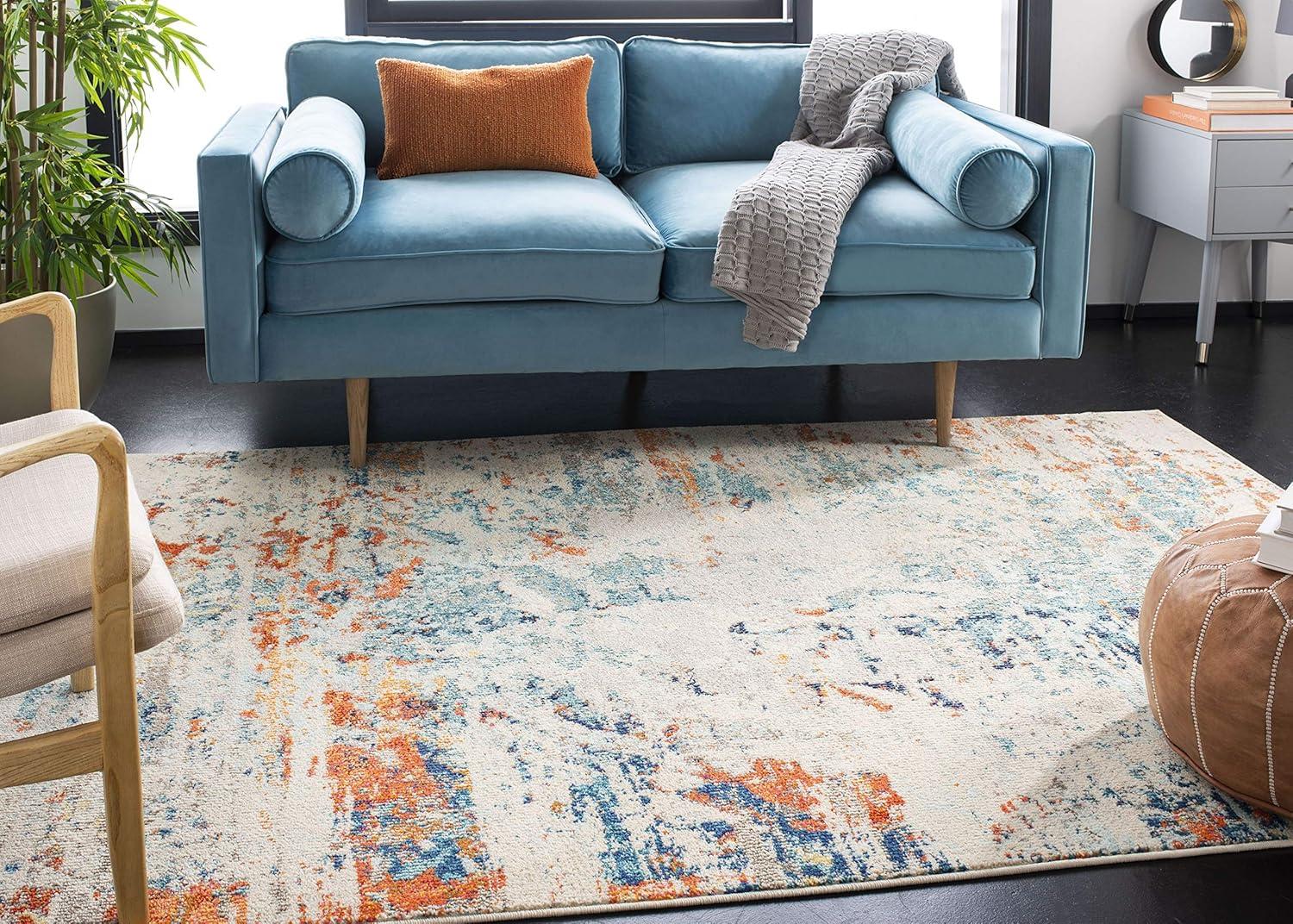 Madison MAD478 Power Loomed Indoor Area Rug - Cream/Orange - 4'x6' - Safavieh
