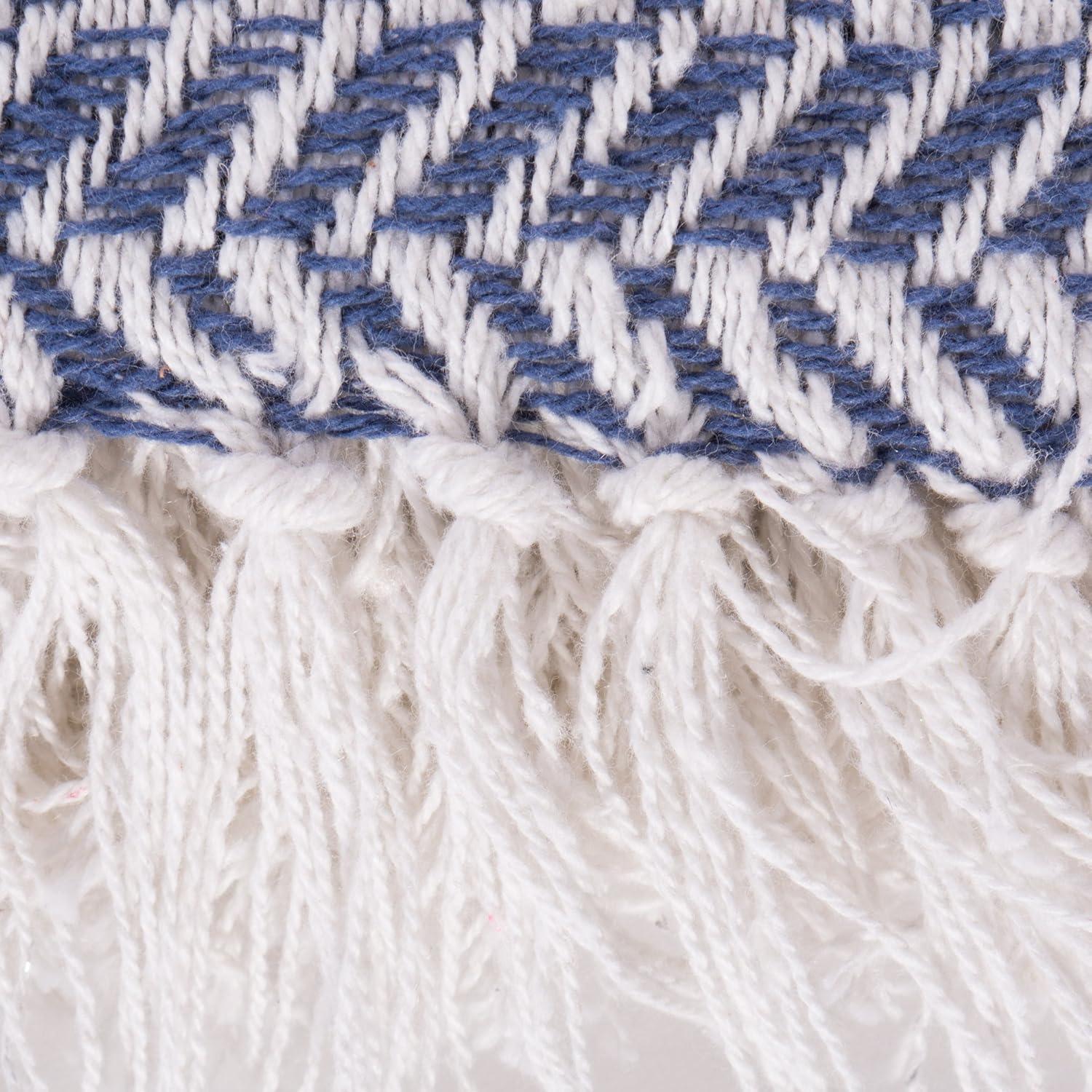 French Blue Herringbone Chevron Throw