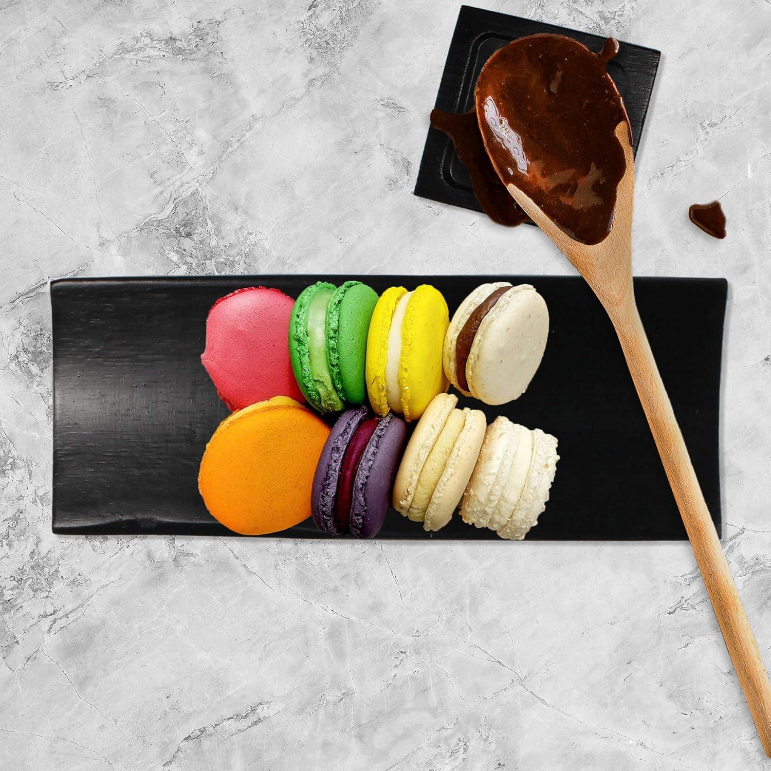 BambooMN 6 Piece, 2 Sets of 7" Reusable, Eco-Friendly, Carbonized Brown Bamboo Sushi Serving Plates/Trays: Chopsticks, and Soy Sauce Dishes Included!