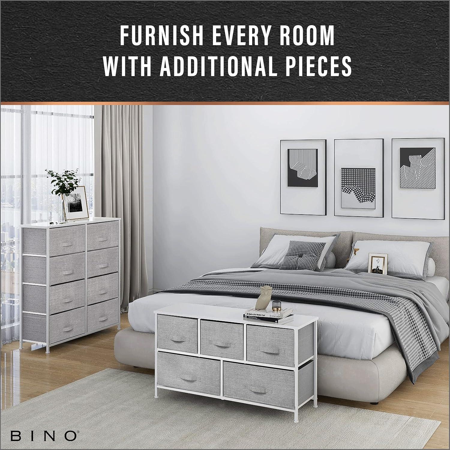 Bigroof Dresser Storage Organizer, Fabric Drawers Closet of Drawers Storage Unit for Bedroom Steel Frame Wood Top(Light Gray-7 Drawers)