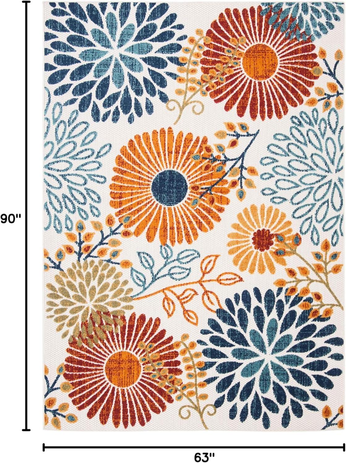 Cabana CBN832 Power Loomed Indoor/Outdoor Area Rug - Creme/Red - 5'3"x7'6" - Safavieh